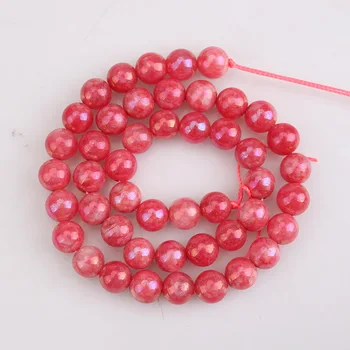 Dabas Red Electroplated Rhodonite Akmens Apaļas Pērles Par DIY Aproce, Kaklarota, Rotaslietu izgatavošana 15