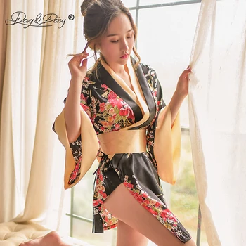 DAVYDAISY Sievietes Sexy Ziedu Kimono Liels Bowknot Sleepwear Sieviešu Erotiska Naktskrekls Veļa, Seksīga Apakšveļa, Erotiska Kostīmi BA115