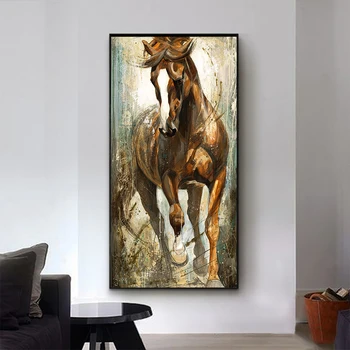 DDHH Sienas Mākslas Audekls Gleznošanai Darbojas Zirgu Sienas Attēlu Plakātu Izdrukas Dzīvnieku Glezniecības Mājas Dekoru Bez Rāmja