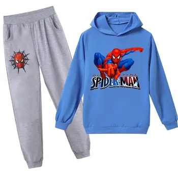 Disney Pavasara Bērnu Spiderman Apģērbu 2gab Hoodies Uzstādīt Rudenī Zēni Meitenes Modes Kokvilnas Hoodies Elsas Ikdienas Skriešanas Tērps
