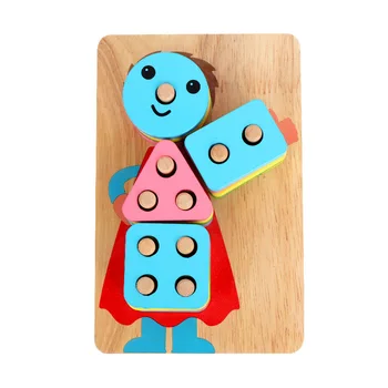 DIY Koka Celtniecības Bloki Rotaļlieta Ģeometrisku Formu savienošana Pārī Valdes Montessori Modeli, kas Agrīnās Mācīšanās Izglītības Rotaļlieta Bērniem