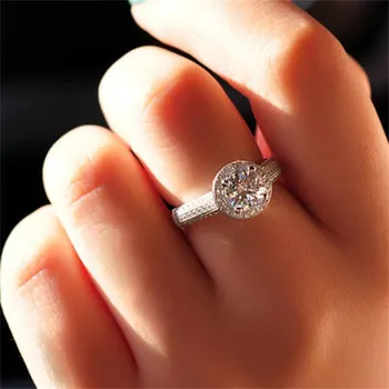 Dāma ir ciets 925 Sterling Sudraba bruģēt dārgakmens gredzeni, pirksts Luksusa 2ct Dimanta Kāzu Gredzeni Sieviešu Rotaslietas meitene dāvanu