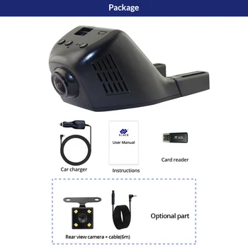 E-ACE Auto Dvr WIFI DVRs Dual Kameras Objektīvs Registrator Dashcam Digitālo Video Ierakstītāju Videokamera Full HD 1080P 30 kadri / s, Naktī Versija