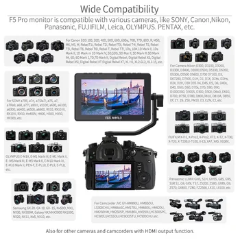 FEELWORLD F5 Pro Touch Screen Kamera Jomā, Uzraudzīt 4K HDMI 5.5 collu Full HD 1920x1080 LCD IPS DSLR displejs Kameras Stabilizators