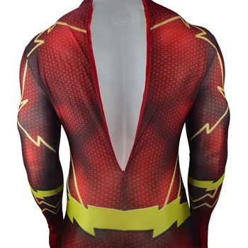 Flash Cosplay Kostīmu 3D Ēnā Likra Spandex Superhero Halloween Barry Allen Zentai Bodysuit Uzvalks Jumpsuits Fullbody Zentai