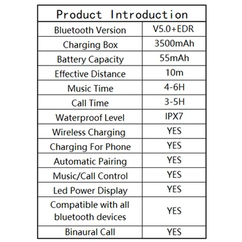 G6S TWS Bezvadu Bluetooth Austiņas LED Displejs, Stereo Austiņas Bass Earbuds Bezvadu Uzlādes Austiņas Ar 3500mAh Power Bank