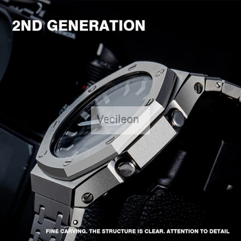 GA2100 Jaunākās Watchband un Bezel GA-2100 Skatīties Uzstādīt Modifikācijas Watchband Bezel Metāla 316L Nerūsējošā Tērauda Ar Instrumentiem