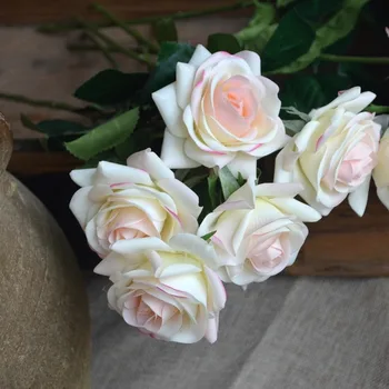 Gaismas Vaigu rozes Nekustamā Touch Zīda Rozes DIY Zīda Līgavas Pušķi, Kāzu Centerpieces Mājas Ziedi, Rozes ziedi Puse Piederumu