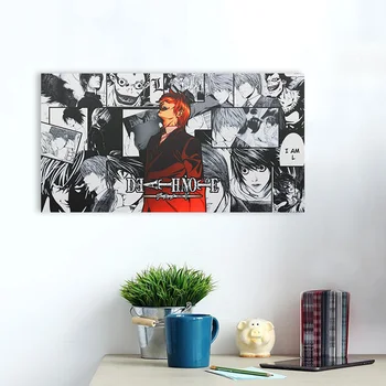 Gaismas Yagami Death Note Anime Plakāts Ierāmēts Koka Kadru Audekla Apgleznošana Sienu Mākslas Dekori, Guļamistabas Studiju Sākuma Apdare Izdruku