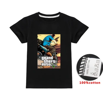 Grand Theft Auto GTA 5 T Krekls Meitenēm, Bērniem, Baby Boy Apģērbs TShirts Kokvilnas GTA5 Topi Grafiskais Melni Krekli