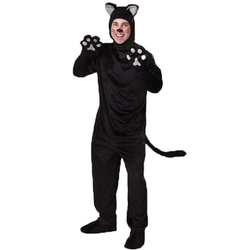 Halloween Black Cat Cosplay Kostīmi, Pieaugušo, Vīriešu, Sieviešu Pidžamas Dzīvnieku Melnais Lācis Jumpsuit Halloween Apģērbs Unisex Kaķis Uzvalks