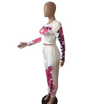Hirigin Divas Gabals Tērpiem Grafiti Vēstuli Izdrukāt, Joggers Sviedri Tērpi Sievietēm Streetwear Modes Tracksuit 2 Gabals, kas