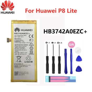 Hua Wei Oriģināls Akumulatoru Huawei P8 Lite Pacelties P8Lite HB3742A0EZC+ Reālās Spējas 2200mAh Batteria Akku