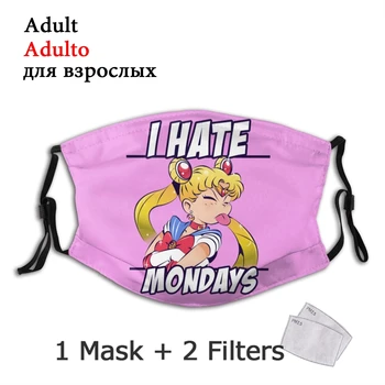 Ienīstu Pirmdienas Sailor Moon Nelikv Mutes, Sejas Maska Anti Putekļu Masku Ar Filtru Aizsardzības Vāciņu Respiratoru Purns
