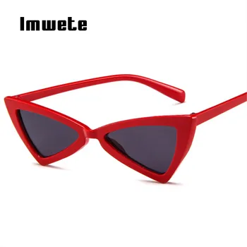 Imwete Cat Eye Saulesbrilles Sieviešu Vintage Zīmolu, Dizaineru Sieviešu Trīsstūris Tauriņš, Saules Brilles Retro Maza Izmēra Brilles Dāmas