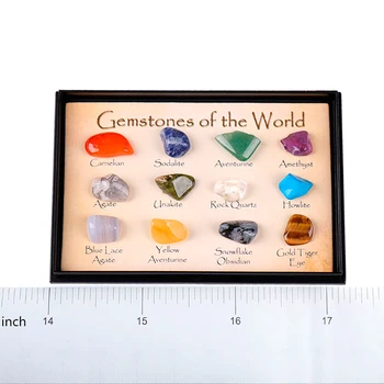Jauns 12 Dažādu 0,25 collu Reiki Ceļojumu Kolekcija Dabas Krītoties Akmeņi noteikti Plastmasas Displeja Lodziņā pedras naturais e minerai