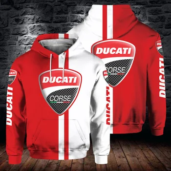 Jaunu Ducati Logo Vīriešu pelēkā vārna Augstas Kvalitātes Zip sporta Krekls Modes Tendence Harajuku Pulovers Lielgabarīta Motociklu Jaka Streetwear