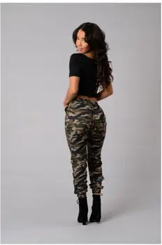 Jaunu Karstā Stretchy Josta Konverģentu Bikses Modes Plus Lieluma Maskēties Stilīgs Izdilis Armijas Zaļā Džinsa Bikses Sievietēm