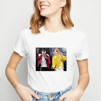 Jaunā Mode Sieviešu Michael Jackson & Freddie Mercury 142 Karaliene Pop 2019 Hipster Harajuku T T Streetwear Tee Kreklu Homme