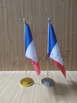 KAFNIK,franču Biroja galda galda karogs ar zelta vai sudraba, metāla kāta pamatnes 14*21cm valsts karoga bezmaksas piegāde