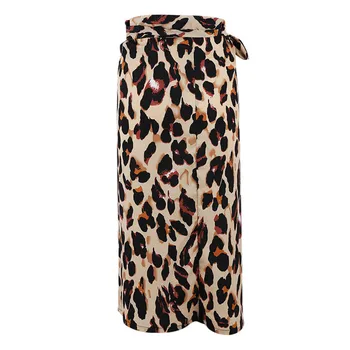 Karstā Pārdošanas Modes Elegants Sadalīt Pārsējs Ar Augstu Vidukli, Ilgi Svārki Pavasara Vasaras Sieviešu Biroja Dāma Darba Apģērbi Leopard Zīmuli Svārki