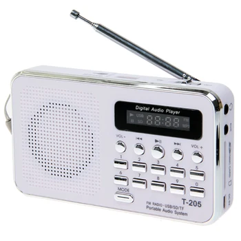 Karstā Pārdošanas T - 205 FM Radio Portatīvie HiFi Kartes Skaļruņu Ciparu Multivides MP3 Mūzikas Skaļrunis Balts Kempings, Pārgājieni, Āra Sporta