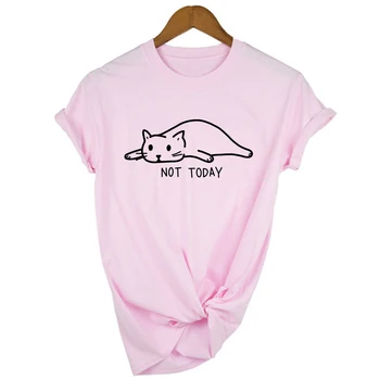 Kaķis Nav Šodien Tshirt Sieviešu Grafikas Tees Sieviešu Smieklīgu T Kreklu Sieviešu Top Tee Krekli Femme Camisetas Mujer Kawaii Kaķis