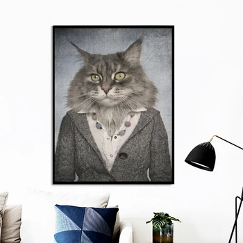 Kaķis Vintage Plakāti Un Izdrukas Sienas Mākslas Audekls Gleznošanai Skandināvijas Dzīvnieku Sienas, Attēlus Dzīvojamā Istabā, Guļamistabā, Mājas Dekoru
