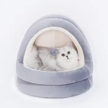 Kaķu Māja Ar Smieklīgi Bumbu Dizains Daļēji slēgtā Var Noņemt Un Mazgāt Siltā Pet Piegādēm Ziemā Nelielu Kaķu Māja Pet Māja