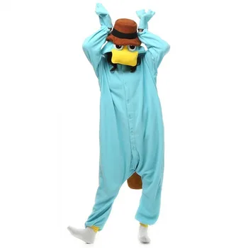 Kigurumi Unisex Perry latypus Kostīmi Onesies Monster Cosplay Pidžamas Pieaugušo Grupa Sieviešu, Vīriešu Pidžamas Dzīvnieku Sleepwear Jumpsuit