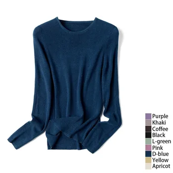 Korejas O kakla džemperis sieviešu džemperi džemperis rudens 2020. gadam vienkāršu, vienkrāsainu garām piedurknēm adīts vilnas džemperi, džemperi sieviete