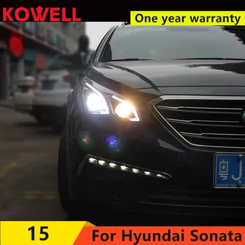 KOWELL Car Styling, Lai Sonata 9 2016 2017 LED priekšējie lukturi Angel eye led dienas gaitas lukturi sānu gaismas, Bi-Xenon Lēcu ksenona HID KOMPLEKTS