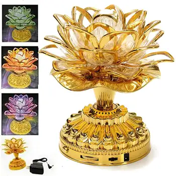 Krāsains LED Lotus Budistu Lampas Uzcelta 36 Budistu Dziesmas ar MUMS Plug 110-250 V Budas Lotosa Gaismas Budistu Piederumi