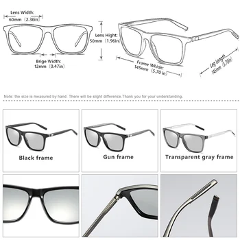 Kvadrātveida Hameleons Dizaina Saulesbrilles Vīriešiem Polarizētās Photochromic Brilles Sieviešu Dienu un Nakti Drošību Braukšanas Briļļu Anti-Glare UV400