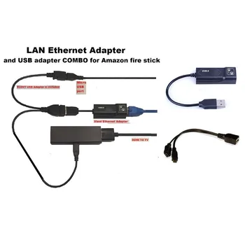 LAN Ethernet Adapteris un USB Adapteri Combo AMAZON FIRE TV 3, vai PIETURĒTIES GEN 2 vai 2 PIETURAS Buferizācijas