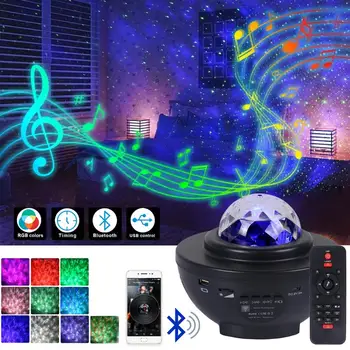 LED Projektors, Galaxy Bluetooth USB Balss vadīt Mūzikas Atskaņotāju Zvaigžņu LED Nakts Gaisma Romantiska Projekcijas Lampas Bērnu Lampas Guļamistabas