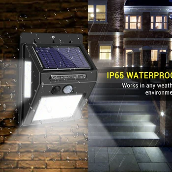 LED Saules Ielu Apgaismojuma Āra Apgaismojums 100 Led Ielas Lampas ar PIR Kustības Sensoru IP65 Waterproof Saules Powered Verandas Saules gaismā
