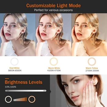 LED Selfie Gredzenu Gaismas Ringlight Aplis, Gredzens Luktura Aizpildīt Gaismas Fotogrāfija Tālrunis Stāvēt Turētāja Statīva Aptumšojami Trepied Grims
