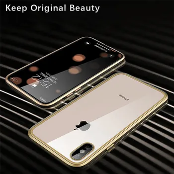Luksus dubultie stikla, Metāla Magnētiskās Lietā par iPhone XS MAKS iPhone XR X 7 8 Plus Telefonu Gadījumā Magnēts, kas Aptver 360 Pilna Aizsardzība