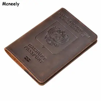 Mcneely Īstas Ādas Crazy Zirgu Pases Vāks Ciets Kredītkartes Lietā Turētājs Biznesa Unisex Ceļojumu Seifs Gadījumā Krievija