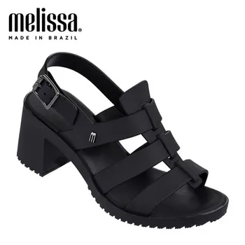Melissa apavi sievietēm pieaugušo Gothic Sandales Sieviešu Peep Toe Sprādzes Chunky Bloķēt augstpapēžu Sandales bloķēt papēdis sandales