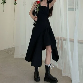Melns Spageti Siksnas Kleita goth Sieviešu Vasaras 2020. Gadam Elegants Sexy Puse, Solio Nelegālo Gothic Gara Kleita korejiešu Stila Apģērbu