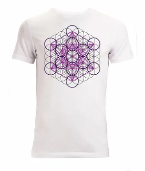 Merkaba Zvaigžņu Tetrahedron Ziedu Dzīvi Purpura Vīriešu T Krekls Balts Jauniešu Vidū-Vecuma Vecuma Tee Krekls