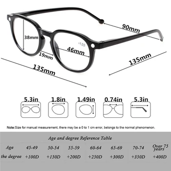 Modes apaļā rāmja brilles pavasara viru dizaina vīriešiem un sievietēm, atpūtas lasīšanas brilles dioptriju 0.5 1.75 2.0 3.0 ....