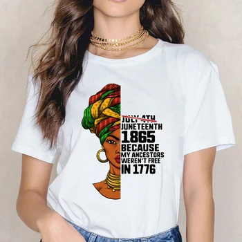 Modē Āfrikas melnā meitene drukāt sieviešu t krekls Juneteenth Savu Neatkarības Dienu t-Krekls femme melanīna krekls grafiskais tshirt sieviete