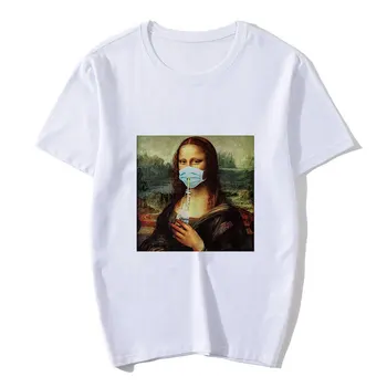 Mona Lisa Drukāt Vogue Smieklīgu T Kreklu Sieviešu Vasaras Modes Gadījuma Īsām Piedurknēm Vasaras Harajuku Estētisko Sieviešu T-krekls Tumblr