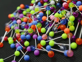 Mēles gredzeni sajauc krāsas 100gab ķermeņa pīrsings rotaslietas, nerūsējošā tērauda stienis akrila 5mm bumbu auskarus