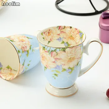 NOOLIM 300ML Kaula porcelāna Keramikas Kafijas Krūze Cafe Ziedu Glezniecības Klāt, Radošās Keramikas Tējas Tase Vintage Tējas Ceremonija Drinkware