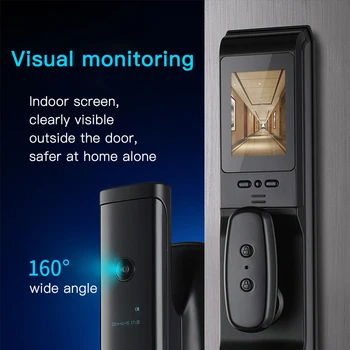 Obawa sejas atpazīšanas bloķēšanas pirkstu Nospiedumu paroli FRID automātiskās elektroniskās durvju slēdzenes, sejas atpazīšanas atslēga ar kameras ekrānam