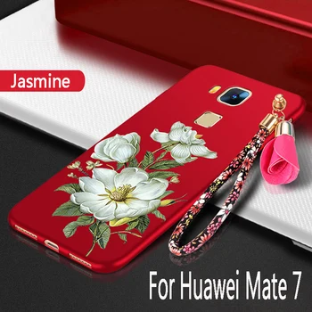 Par Huawei mate 7 Lietā silikona luksusa pamatbrīvību aizsardzības mobilā telefona apvalku huawei mate 7 lietu Vāku TPU Mīksto 3D Ziedu 6.0